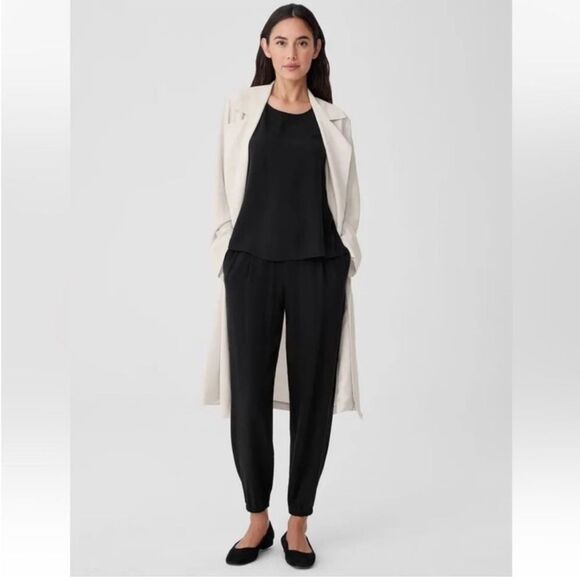 Eileen Fisher Black Pleated Jogger Pants with Pockets size L - Picture 1 of 13